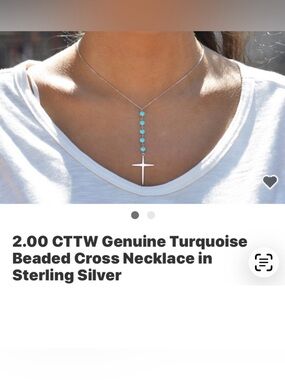 Turquoise Bead Cross Pendant Necklace - Women Jewelry